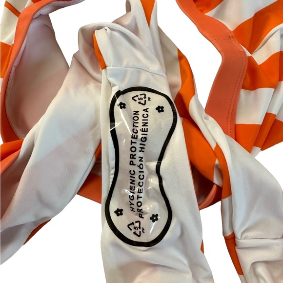 NWOT Women’s White Orange Stripes Two Piece Bathing Suit Size XL - Picture 14 of 17
